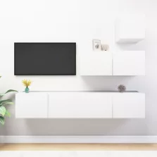 vidaXL 4 részes fehér szerelt fa TV-szekrényszett