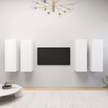 vidaXL 4 db fehér szerelt fa TV-szekrény 30,5 x 30 x 90 cm