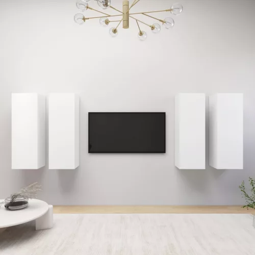 vidaXL 4 db fehér szerelt fa TV-szekrény 30,5 x 30 x 90 cm