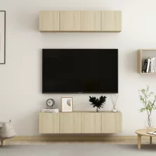   vidaXL 4 db sonoma tölgy színű szerelt fa TV-szekrény 60 x 30 x 30 cm