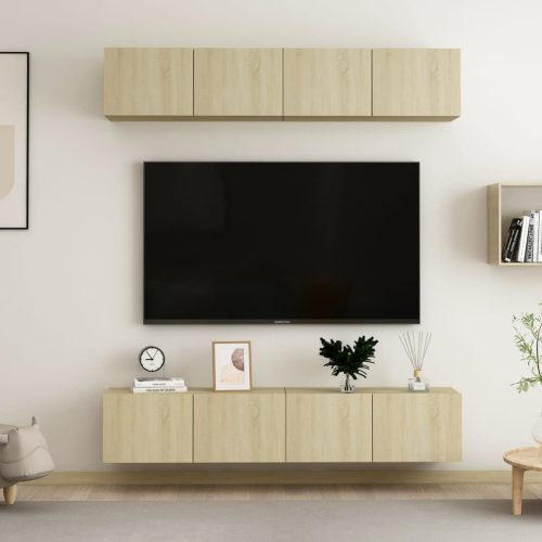 vidaXL 4 db sonoma-tölgyszínű forgácslap TV-szekrény 80 x 30 x 30 cm