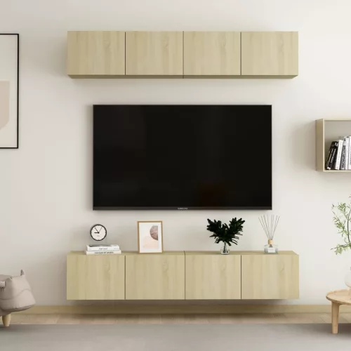 vidaXL 4 db sonoma tölgy színű szerelt fa TV-szekrény 80 x 30 x 30 cm