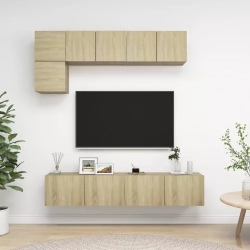 vidaXL 5 részes sonoma tölgy színű szerelt fa TV-szekrényszett
