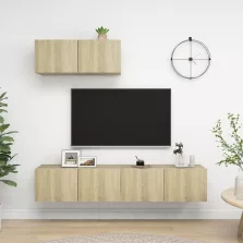 vidaXL 3 db sonoma tölgy színű szerelt fa TV-szekrény
