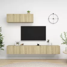 vidaXL 3 db sonoma tölgy színű szerelt fa TV-szekrény
