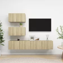   vidaXL 4 részes sonoma tölgy színű szerelt fa TV-szekrényszett