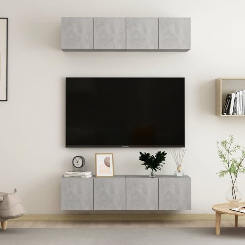 vidaXL 4 db betonszürke forgácslap TV-szekrény 60 x 30 x 30 cm