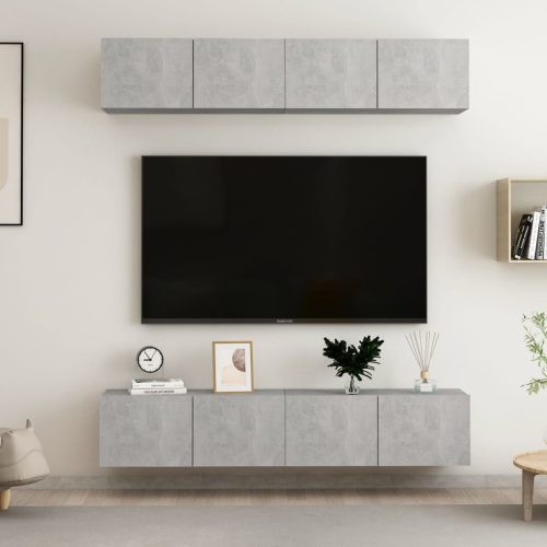 vidaXL 4 db betonszürke forgácslap TV-szekrény 80 x 30 x 30 cm