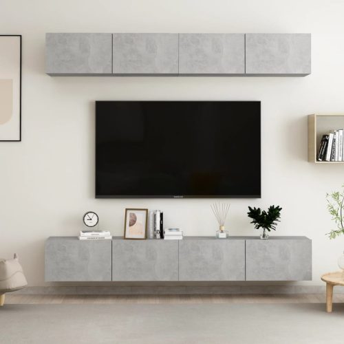 vidaXL 4 db betonszürke forgácslap TV-szekrény 100 x 30 x 30 cm