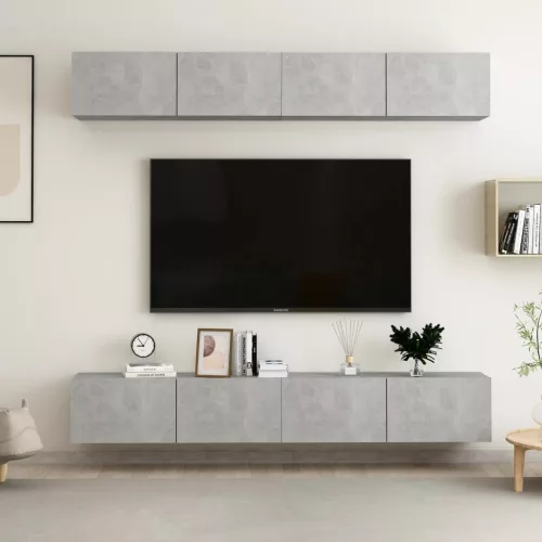 vidaXL 4 db betonszürke szerelt fa TV-szekrény 100 x 30 x 30 cm