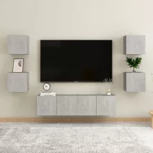 vidaXL 6 részes betonszürke szerelt fa TV-szekrényszett