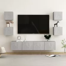 vidaXL 6 részes betonszürke szerelt fa TV-szekrényszett