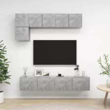 vidaXL 5 részes betonszürke szerelt fa TV-szekrényszett