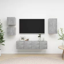 vidaXL 5 részes betonszürke szerelt fa TV-szekrényszett