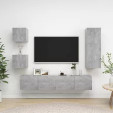 vidaXL 5 részes betonszürke szerelt fa TV-szekrényszett