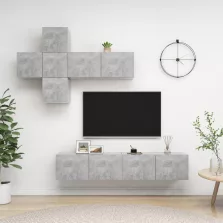 vidaXL 7 részes betonszürke szerelt fa TV-szekrényszett