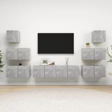 vidaXL 8 részes betonszürke szerelt fa TV-szekrényszett