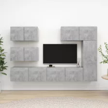 vidaXL 6 részes betonszürke szerelt fa TV-szekrényszett