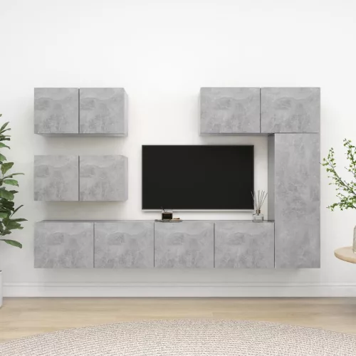 vidaXL 6 részes betonszürke szerelt fa TV-szekrényszett