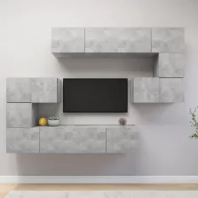 vidaXL 8 részes betonszürke szerelt fa TV-szekrényszett