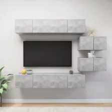 vidaXL 6 részes betonszürke szerelt fa TV-szekrényszett
