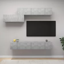 vidaXL 7 részes betonszürke szerelt fa TV-szekrényszett