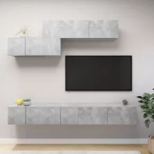 vidaXL 6 részes betonszürke szerelt fa TV-szekrényszett