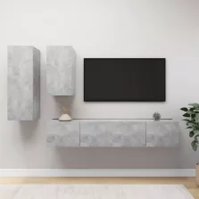 vidaXL 4 részes betonszürke szerelt fa TV-szekrényszett