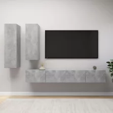vidaXL 4 részes betonszürke szerelt fa TV-szekrényszett