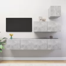 vidaXL 4 részes betonszürke szerelt fa TV-szekrényszett