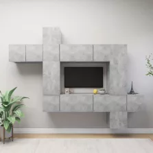 vidaXL 10 részes betonszürke szerelt fa TV-szekrényszett