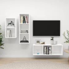 vidaXL 3 részes fehér szerelt fa TV-szekrény