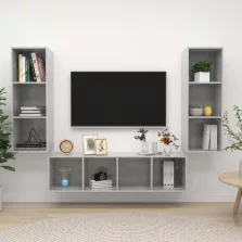 vidaXL 3 részes betonszürke szerelt fa TV-szekrény szett