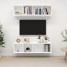 vidaXL 2 db fehér szerelt fa falra szerelhető TV-szekrény