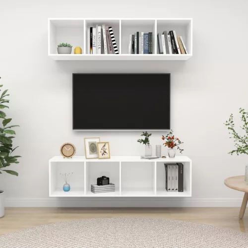 vidaXL 2 db fehér szerelt fa falra szerelhető TV-szekrény
