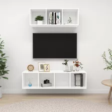 vidaXL 2 részes fehér szerelt fa TV-szekrény szett