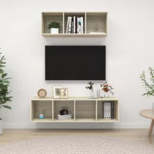 vidaXL 2 részes tölgyszínű szerelt fa TV-szekrény szett