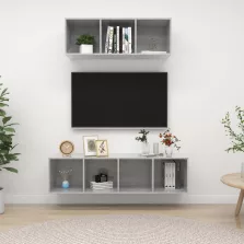 vidaXL 2 részes betonszürke szerelt fa TV-szekrény szett