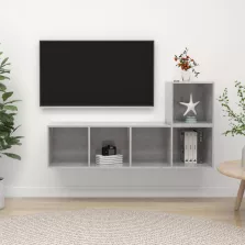 vidaXL 2 részes betonszürke szerelt fa TV-szekrény szett