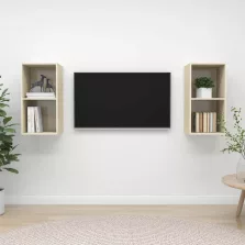   vidaXL 2 db tölgyszínű szerelt fa falra szerelhető TV-szekrény