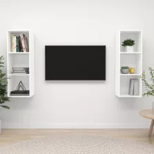 vidaXL 2 db fehér szerelt fa falra szerelhető TV-szekrény