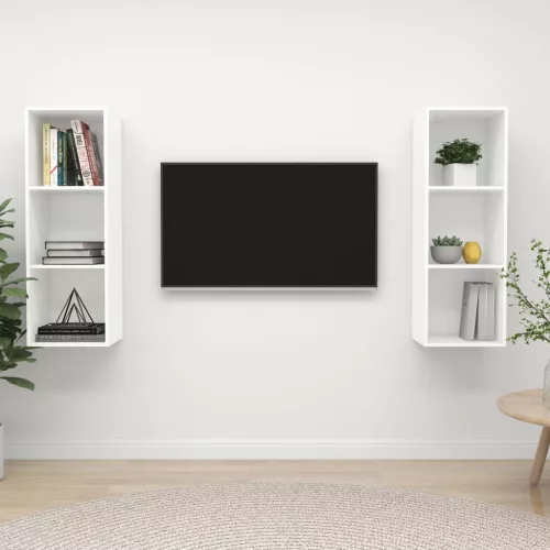 vidaXL 2 db fehér szerelt fa falra szerelhető TV-szekrény