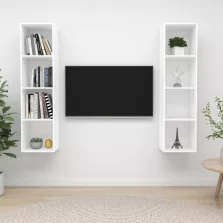 vidaXL 2 db fehér szerelt fa falra szerelhető TV-szekrény