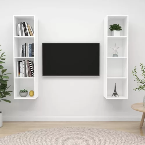 vidaXL 2 db fehér szerelt fa falra szerelhető TV-szekrény