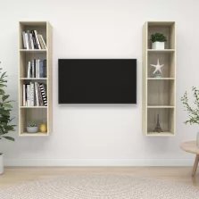   vidaXL 2 db tölgyszínű szerelt fa falra szerelhető TV-szekrény