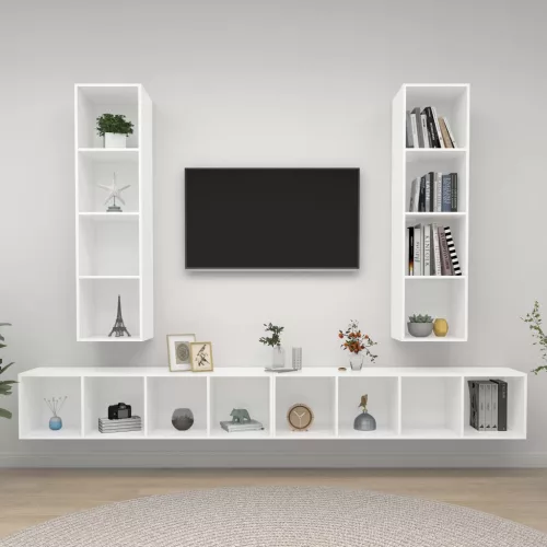 vidaXL 4 db fehér szerelt fa falra szerelhető TV-szekrény