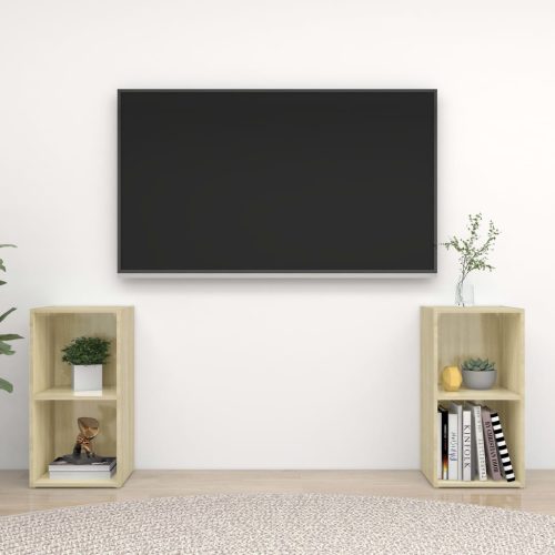 vidaXL 2 db sonoma tölgy színű szerelt fa TV-szekrény 72x35x36,5 cm