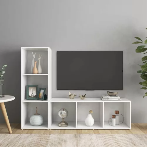 vidaXL 2 db fehér szerelt fa TV-szekrény 107 x 35 x 37 cm