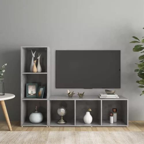 vidaXL 2 db betonszürke szerelt fa TV-szekrény 107 x 35 x 37 cm
