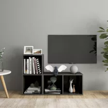   vidaXL 2 db magasfényű szürke szerelt fa TV-szekrény 72 x 35 x 36,5 cm